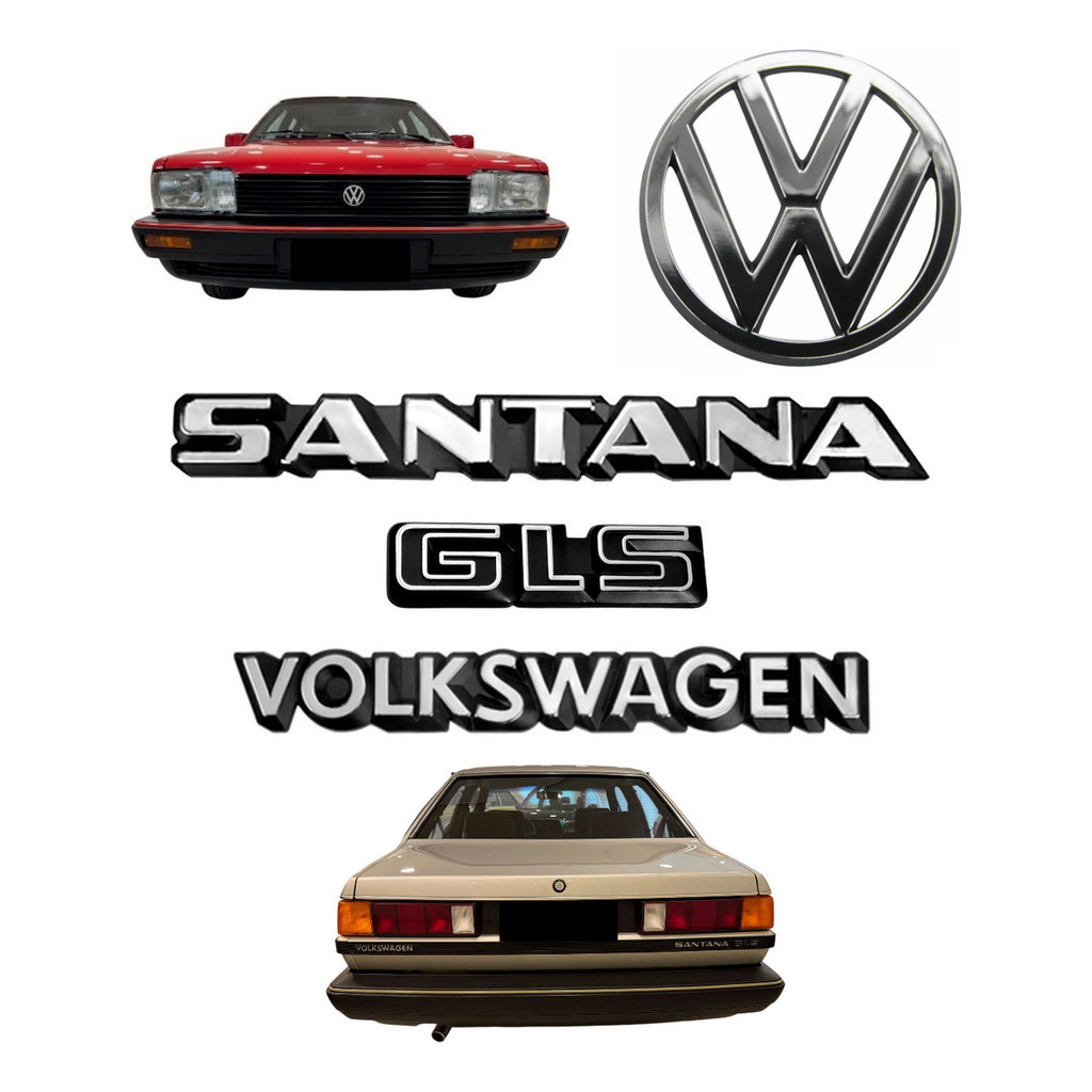 Emblemas Santana Gls Volkswagen + Vw Da Grade - 1987 À 1990