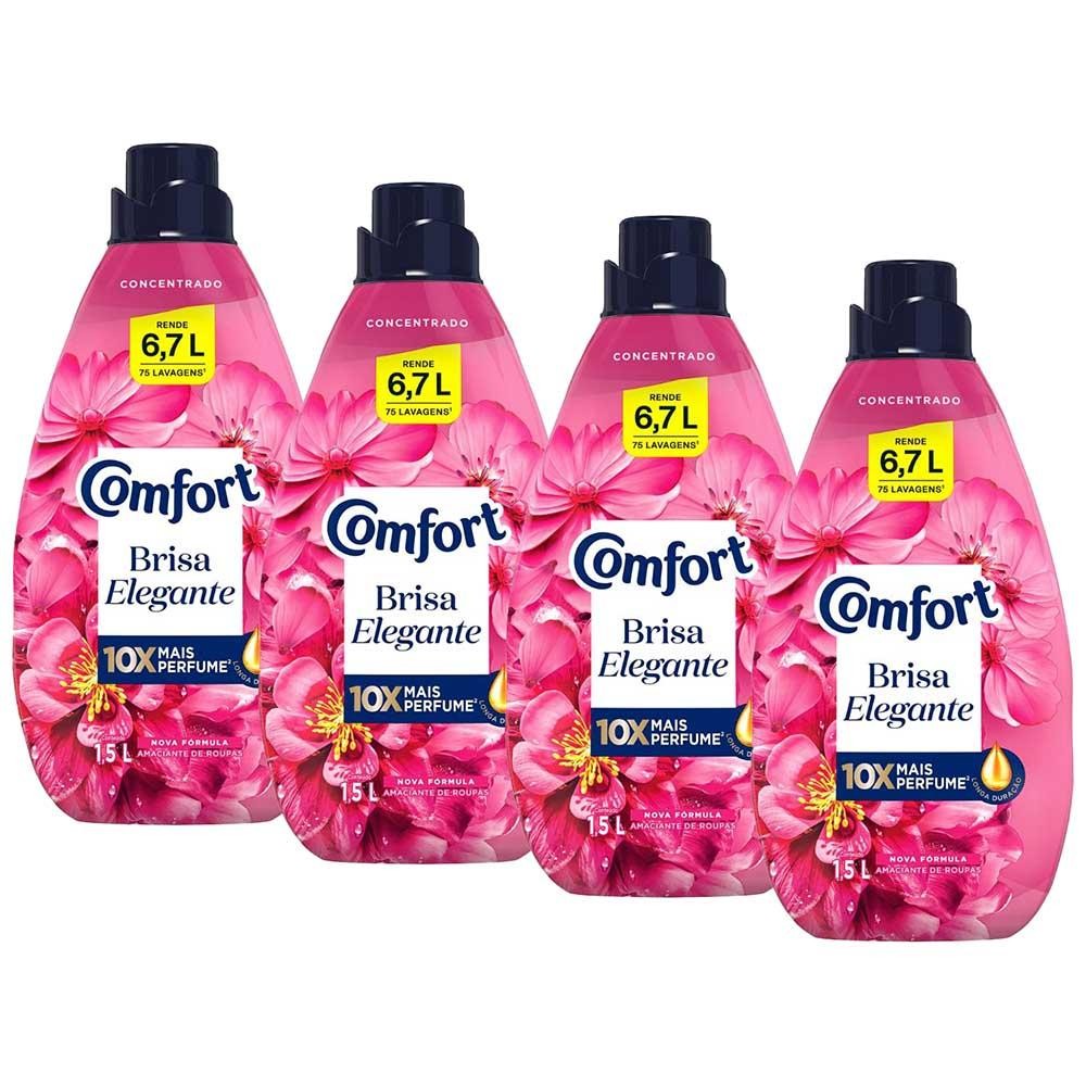 Kit 4 Amaciantes Concentrados Comfort Brisa Elegante 1,5L em Oferta na Shopee