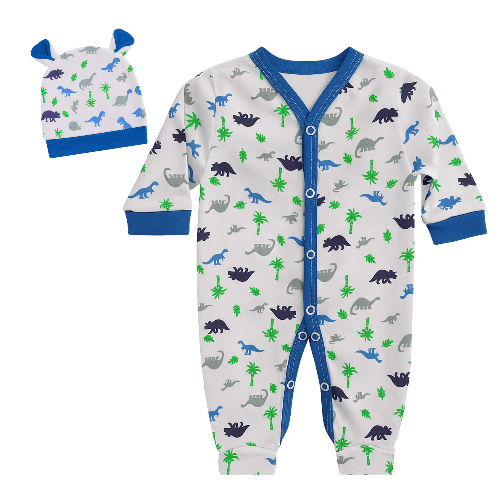 Conjunto Pijama com Touquinha Bebê 100% Algodão Estampado