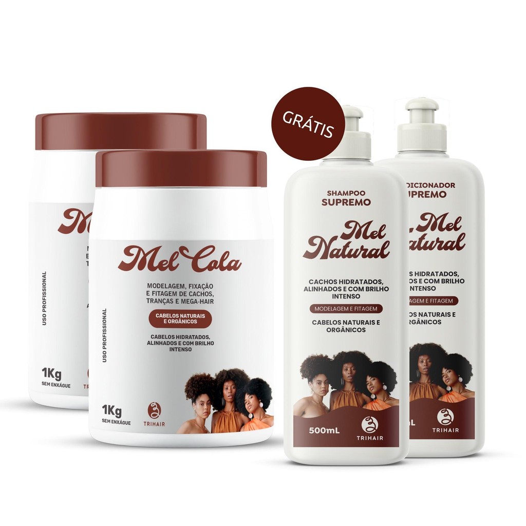 2 Mel Cola 1kg + Shampoo e Condicionador Mel Natural -  (FRETE GRÁTIS)