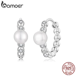 Bamoer Original 925 Brincos De Prata Esterlina Bolha Pérola Moissanite Anti-Alérgicos Jóias Presente Feminino