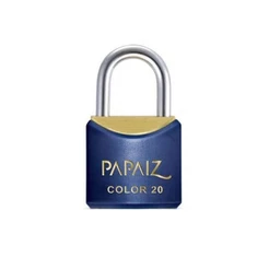 Cadeado com Chave 20mm Latão Azul Colorido Papaiz