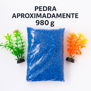 Kit Decoração Aquário 980g Pedra azul + 2 Plantas Artificiais 10cm decoração ornamentação aquario em Oferta na Shopee