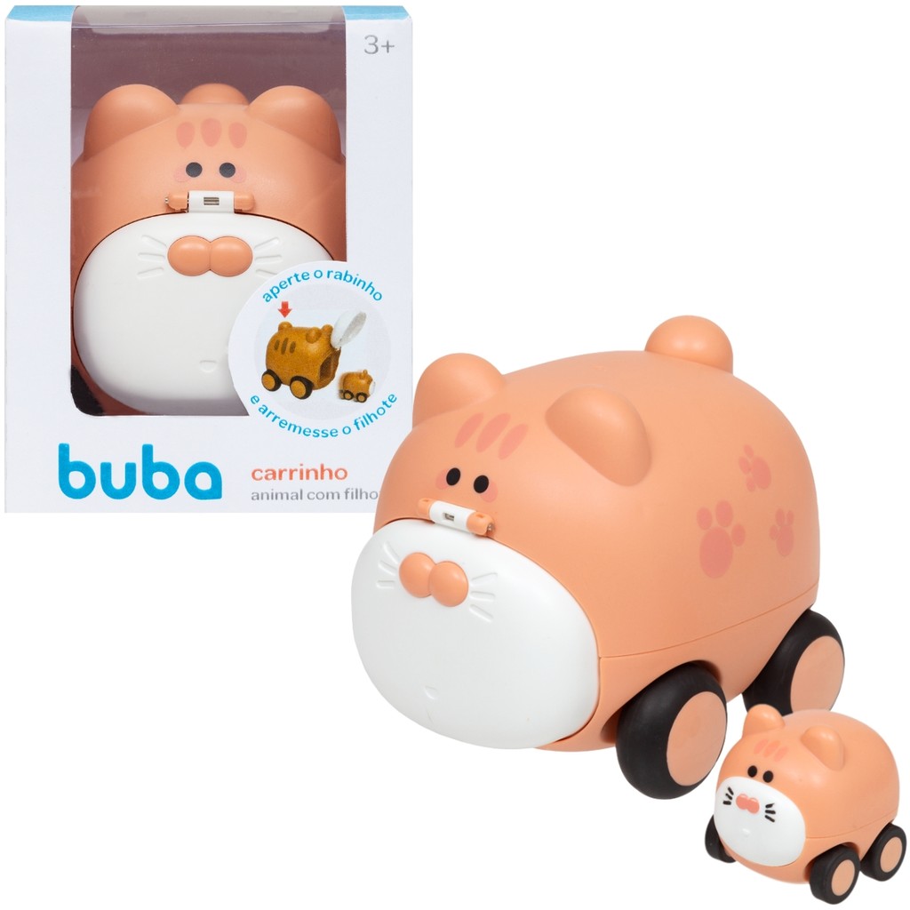 Carrinho Infantil Animal Com Filhote Rosa 17247 - Buba em Oferta na Shopee