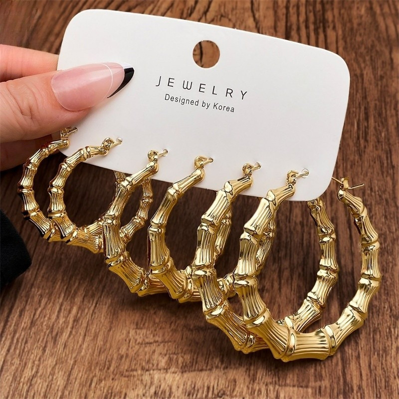 Brincos De Argola De Bambu Dourado 3 Pares Conjunto De Joias Boho Ajustáveis Para Mulheres Presente De Ano Novo em Oferta na Shopee