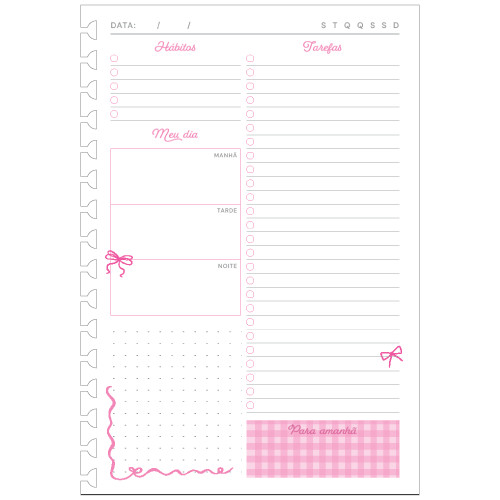 Refil Planner Diário Laços C/ 50 fls 90g/m² Tamanho A5