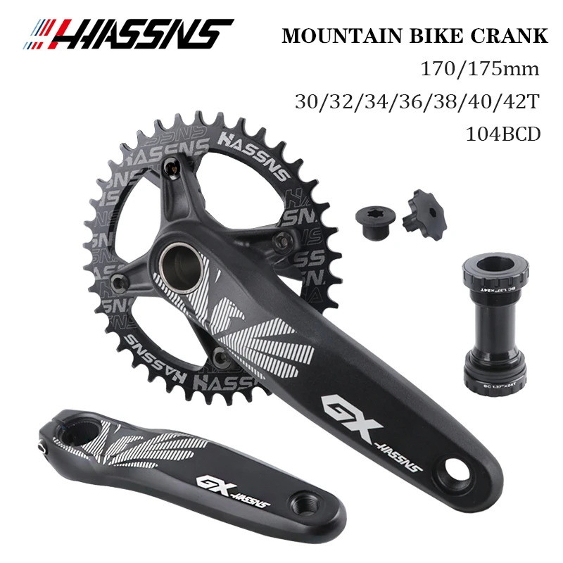 HASSNS Pedaleira Mountain Bike Bielas Mtb Manivelas Braços Para Bicicleta Vela Integrada Pe 1 Coroa 12 Velocidade 32/34/