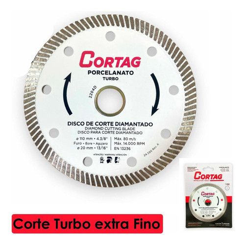 Disco Turbo Porcelanato Diamantado Fino 110mmX20mm Cortag