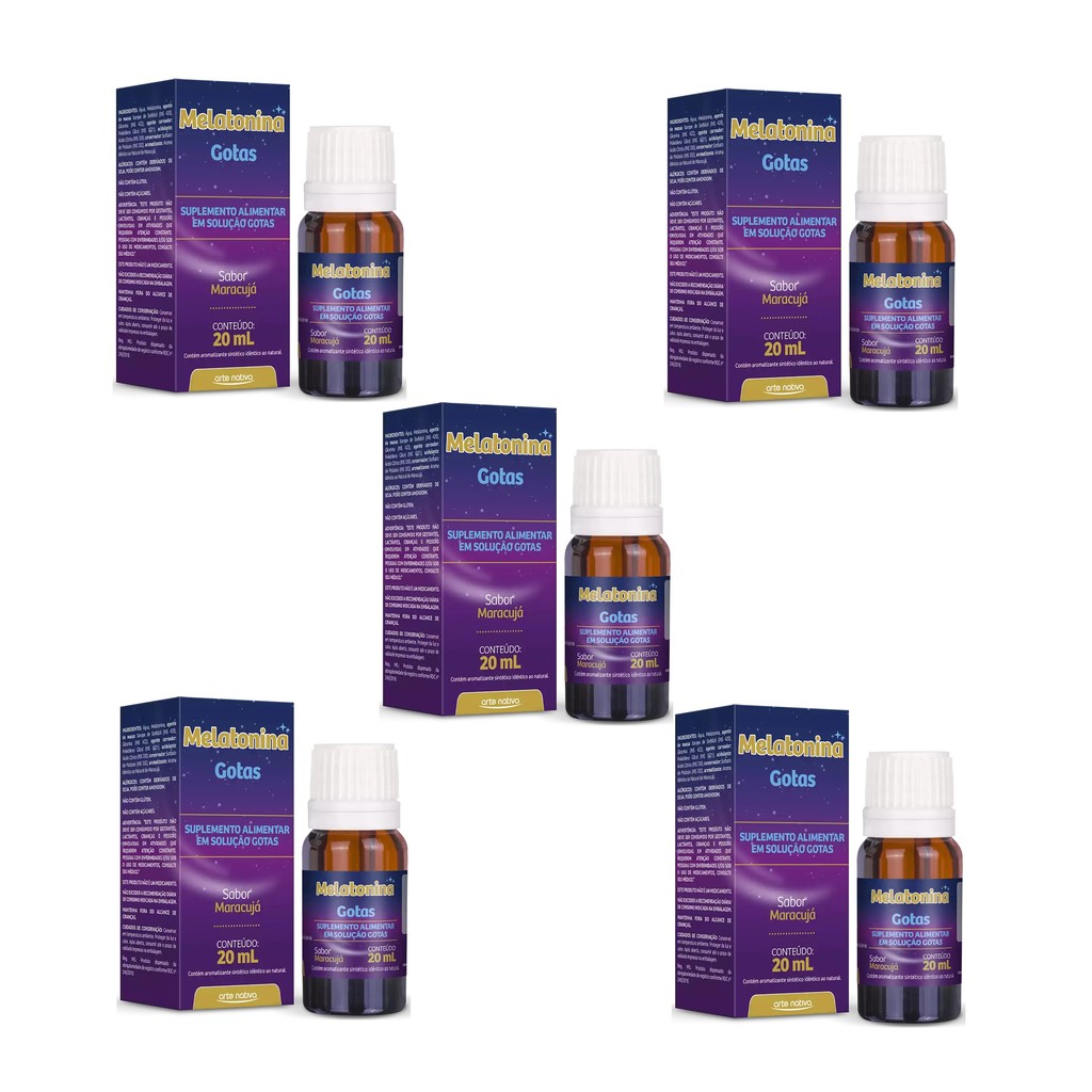 Kit 5 Melatonina Sabor Maracujá Em Gotas 20ml - Arte Nativa