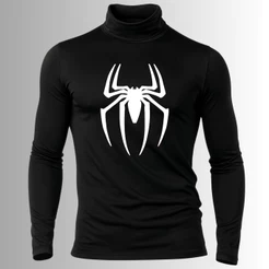 Camiseta Proteção UV +50 Manga Longa Gola Alta Spider Man Homem Aranha Herói