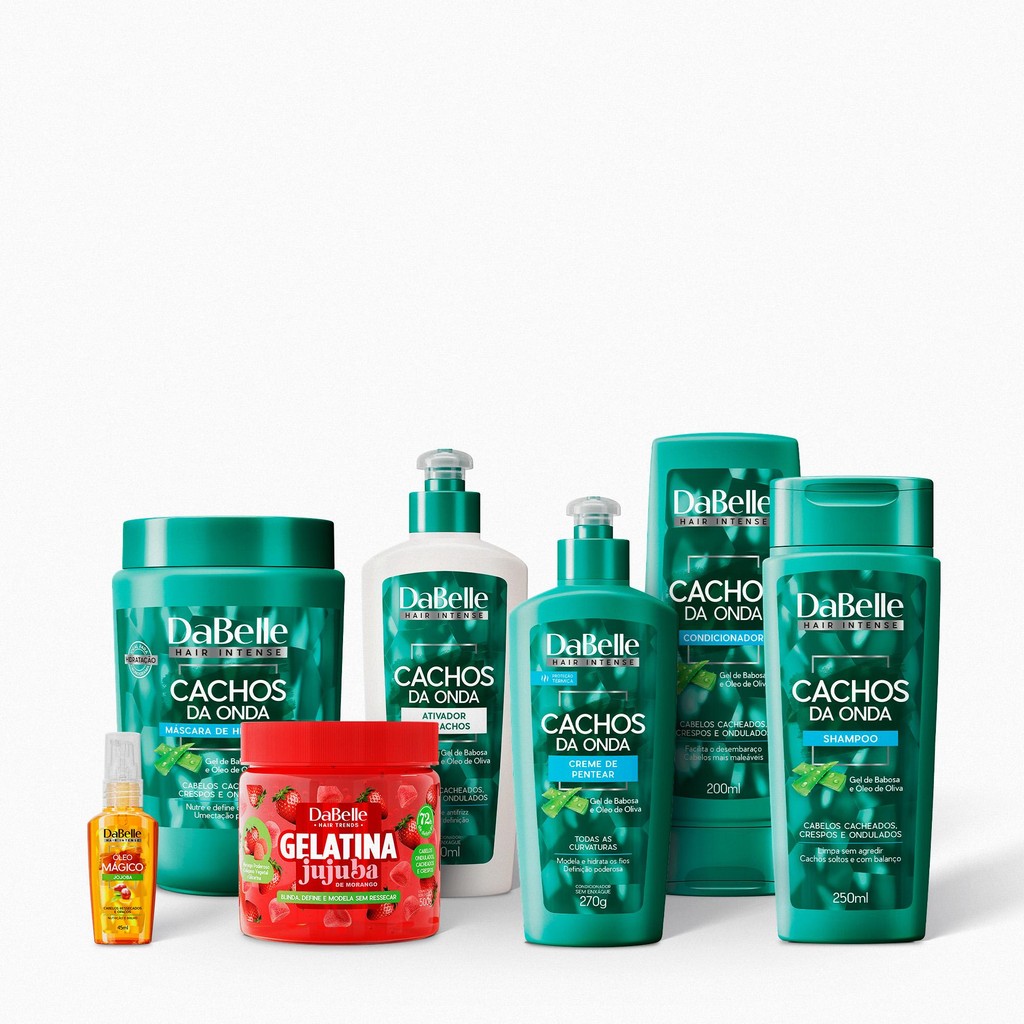 Kit Cachos da Onda Dabelle Hair Gelatina Morango - 7 Produtos