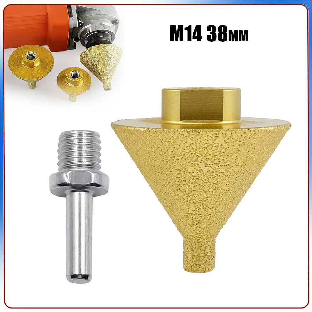 Broca de chanfro para esmeril angular M14 com serra copo 38 mm com adaptador roscado para azulejo/mármore/vidro/granito