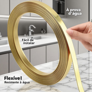 Fita Metalizada para Decoração 5 Metros, Adesivo Dupla Face PVC com Várias Larguras (11 a 20mm) para Parede, Porta em Oferta na Shopee