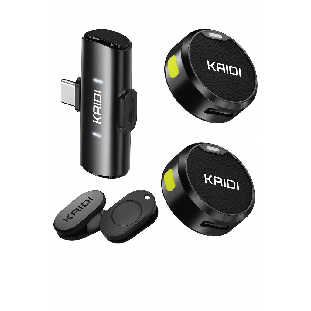 Microfone Lapela Sem Fio Duplo Kaidi Profissional Portátil Imã Redondo Anti Ruído Tipo C iPhone Gravação Celular em Oferta na Shopee
