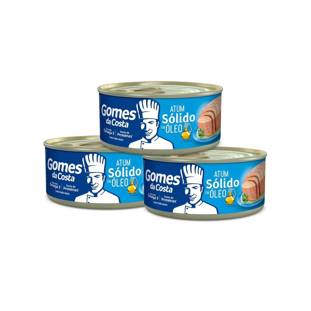 Kit 3 UN - Atum Sólido em Óleo - 170g - Gomes da Costa em Oferta na Shopee