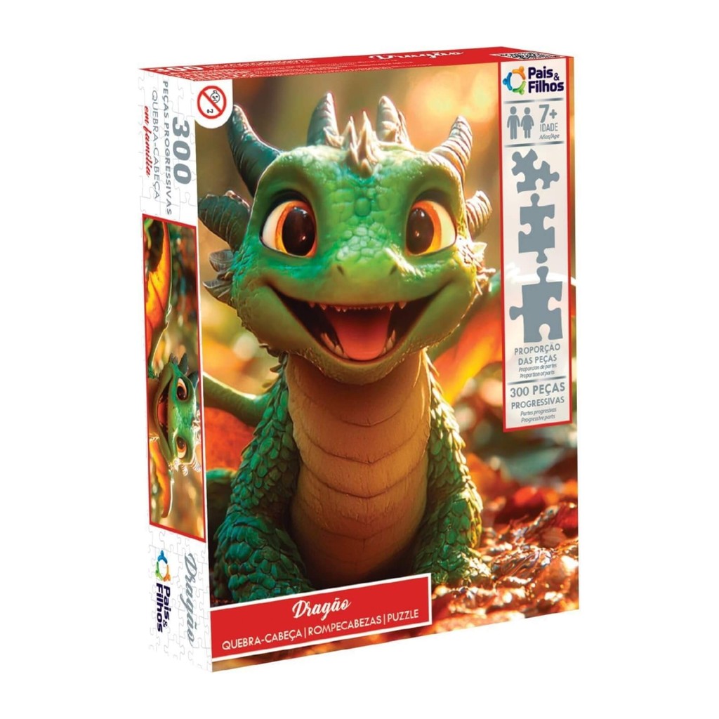 Quebra-Cabeça em Família - Dragão 300 Peças Pais e Filhos - 793400-1 em Oferta na Shopee