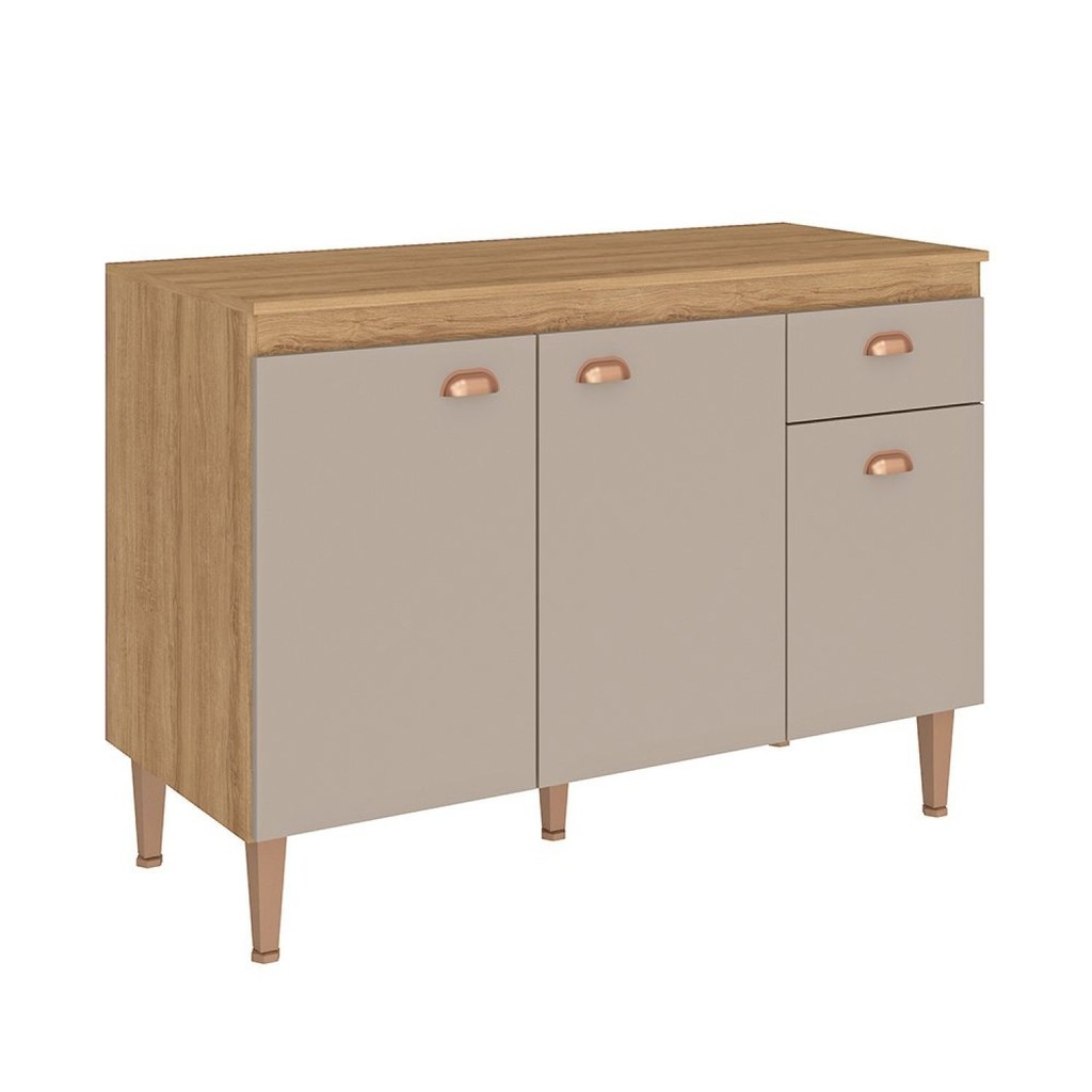 Balcão para Pia com Tampo 120cm 3 Portas 1 Gaveta Marti