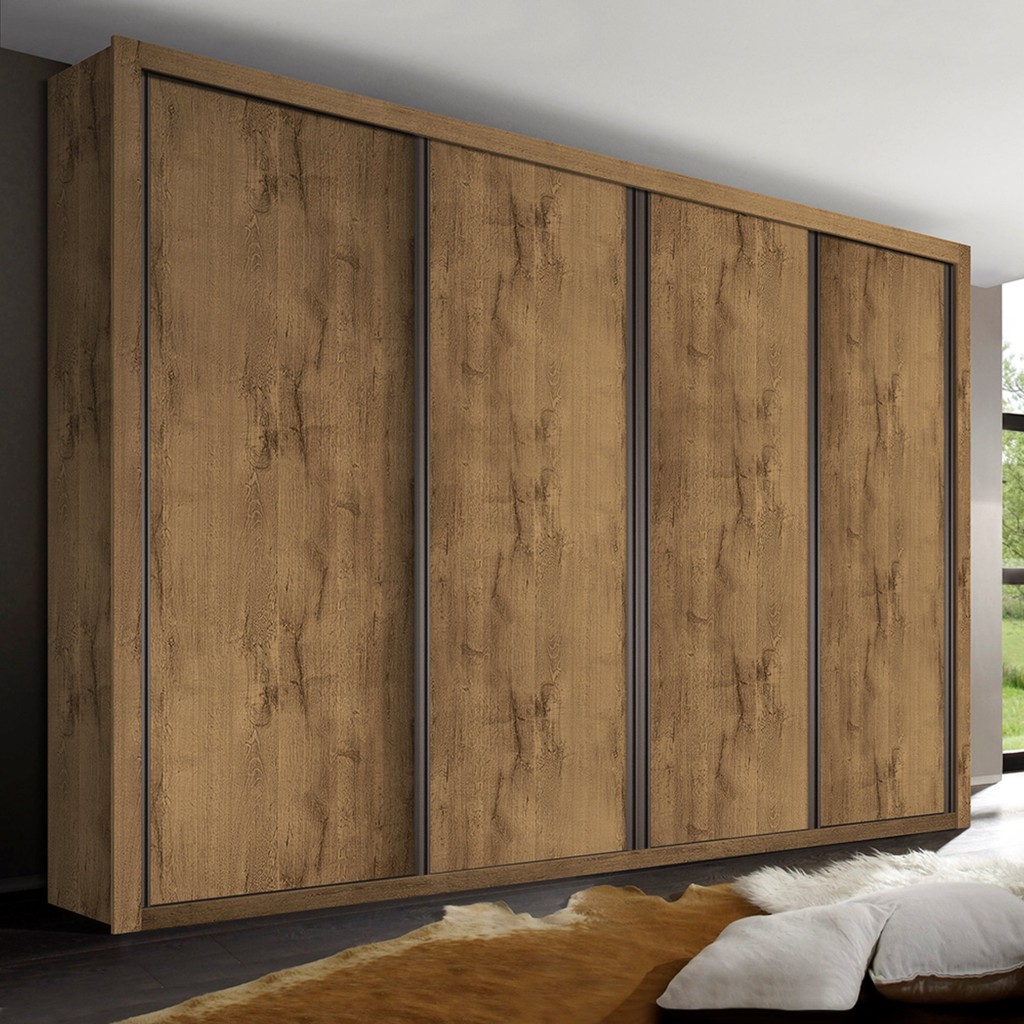 Guarda Roupa Casal Premium Liv 279,3cm 4 Portas 4 Gavetas Espresso Móveis Freijó em Oferta na Shopee