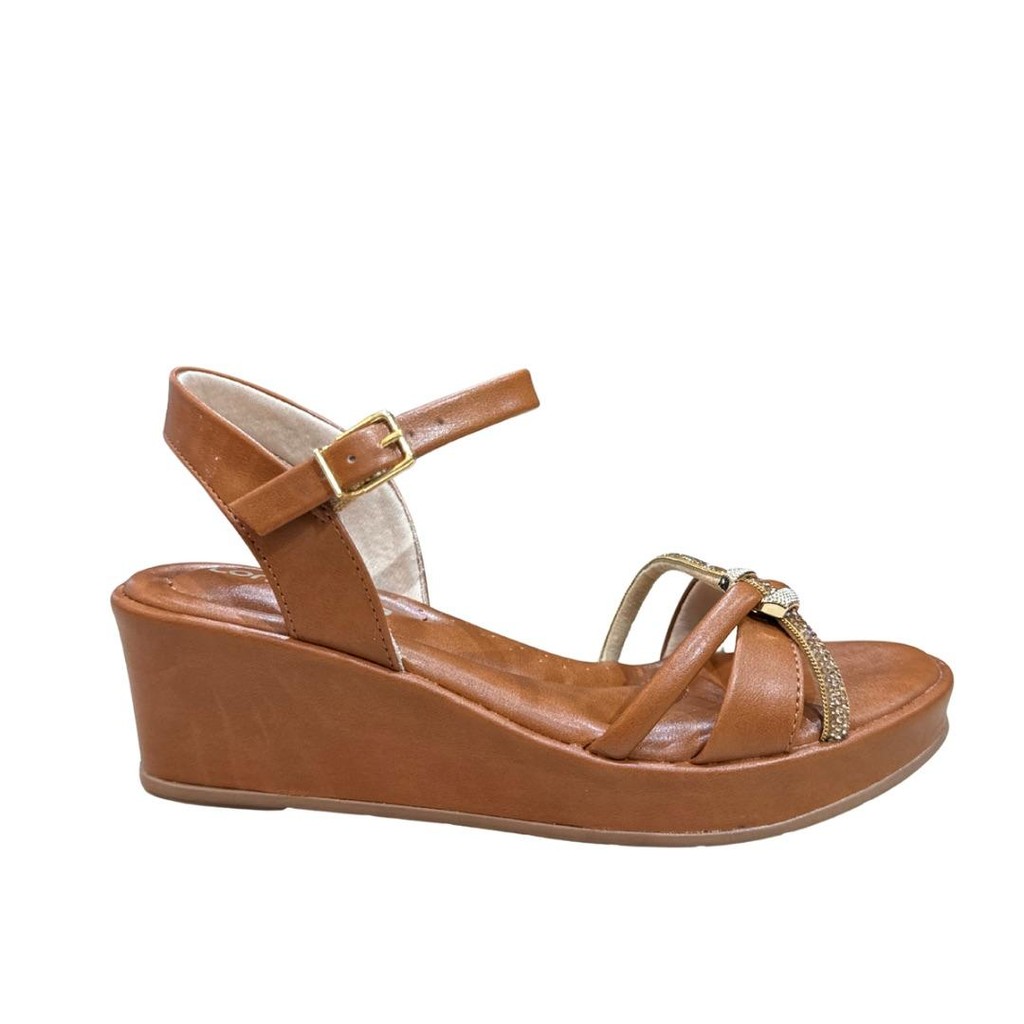 Sandália Anabela Comfortflex 25-53406 Marrom 5,5cm