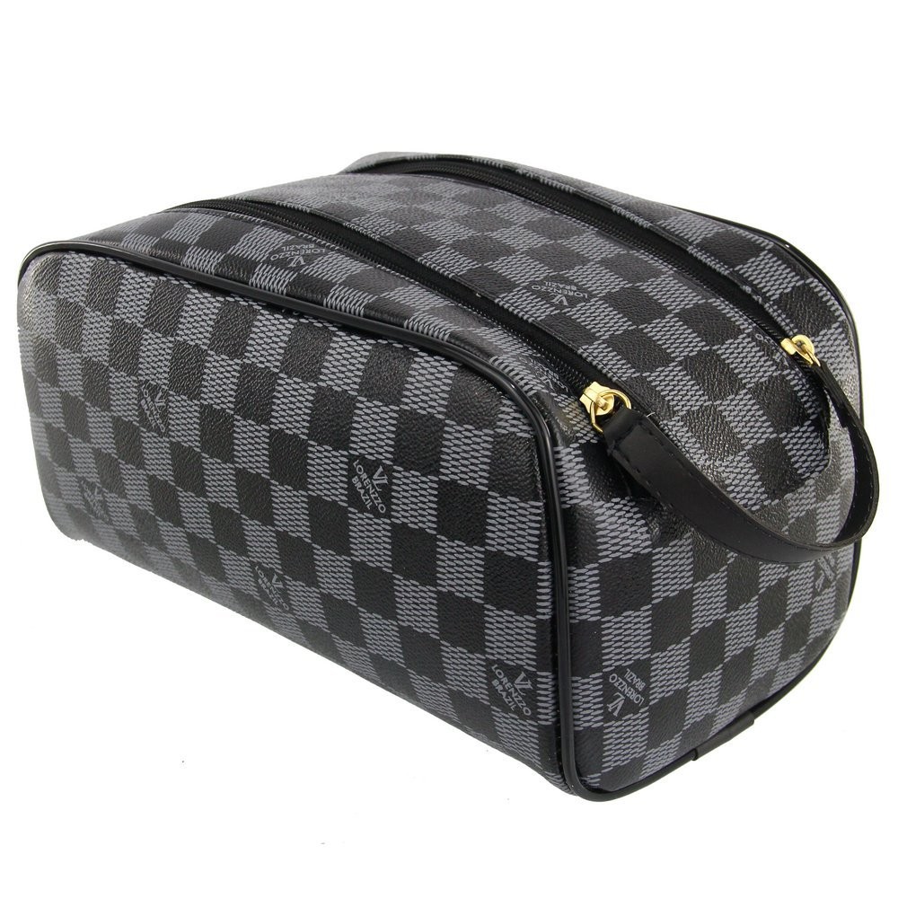 Necessaire Luxo Estilo Xadrez Masculina Feminina Organizador Grande Espaçosa Viagem Trabalho