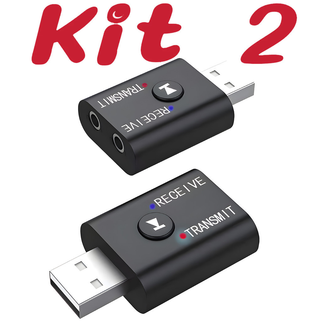 Adaptador Bluetooth 5.0 Receptor Transmissor USB P2 3.5mm Sem Fio Estéreo para Som Automotivo