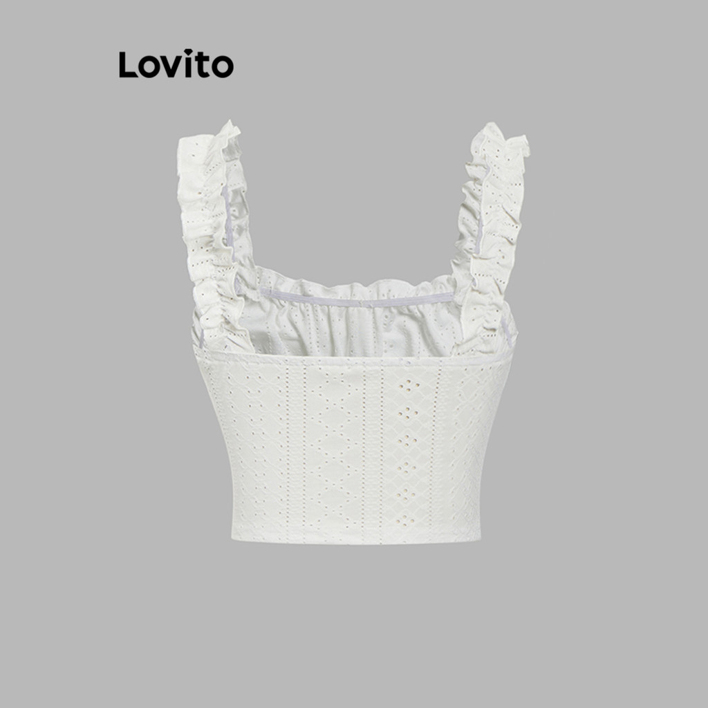 Detalhes do Lovito Blusa Boho Lisa em Jacquard com Laço para Mulheres L99ED631