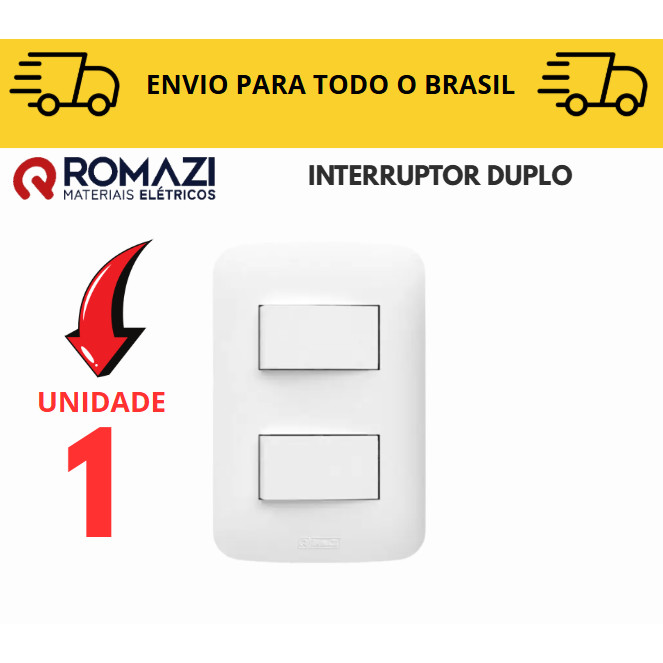 Interruptor Duplo 10A canoa romazi e Interruptores linha canoa romazi / 20A / Paralelo / Tomada