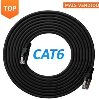 Cabo de Rede Cat6 PRETO C/ CONECTOR BLINDADO Alta Velocidade Internet - 5M a 30M (Interno/Externo) em Oferta na Shopee