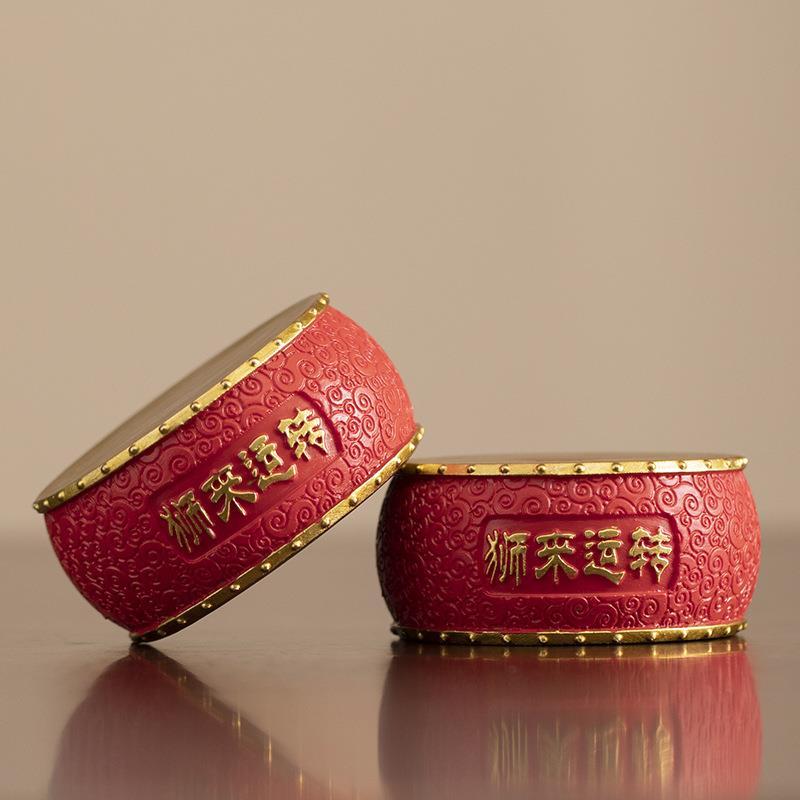 Novo estilo chinês redondo tambor ornamentos Desktop artesanato Wenwan chá Pet Base Coaster pires capa conjunto mesa de