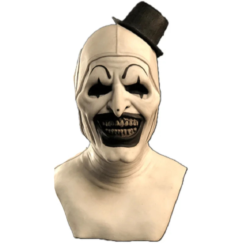 Látex Coringa Máscara Terrificador Arte O Palhaço Cosplay Horror Rosto Cheio Capacete Trajes De Halloween Acessório Carn