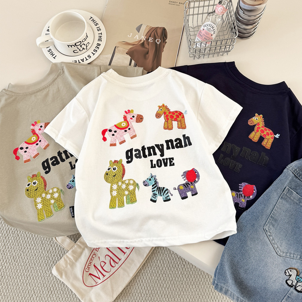 Crianças dos desenhos animados impresso camiseta de manga curta verão meninos solto em torno do pescoço camisa bebê algo