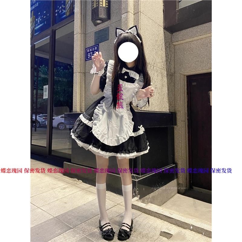 Vestido de empregada série gato cos lolita preto branco clássico avental sino bonito Sexy lolita vestido Plus Size