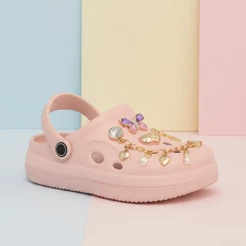 Sandália Babuche Clog Infantil Com Bottons EVA Strass Lançamento