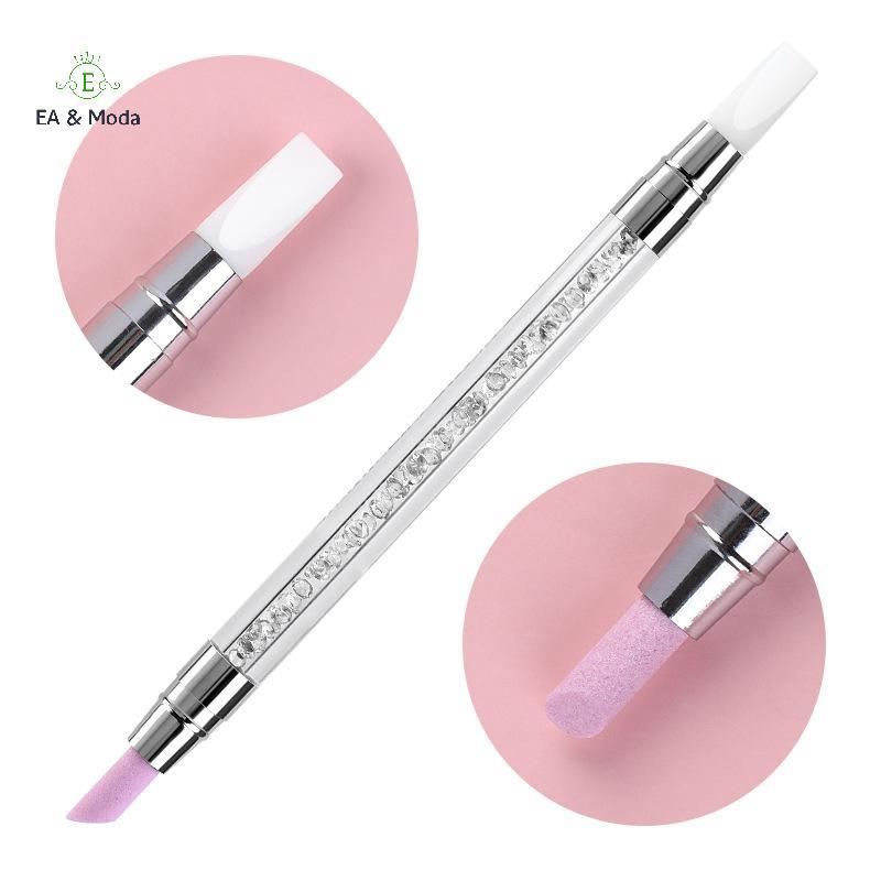 EA & Moda 1 Peça Caneta De Unha De Silicone Multifuncional De Extremidade Dupla Quartzo Cutícula Esmalte Sti Moagem Remo