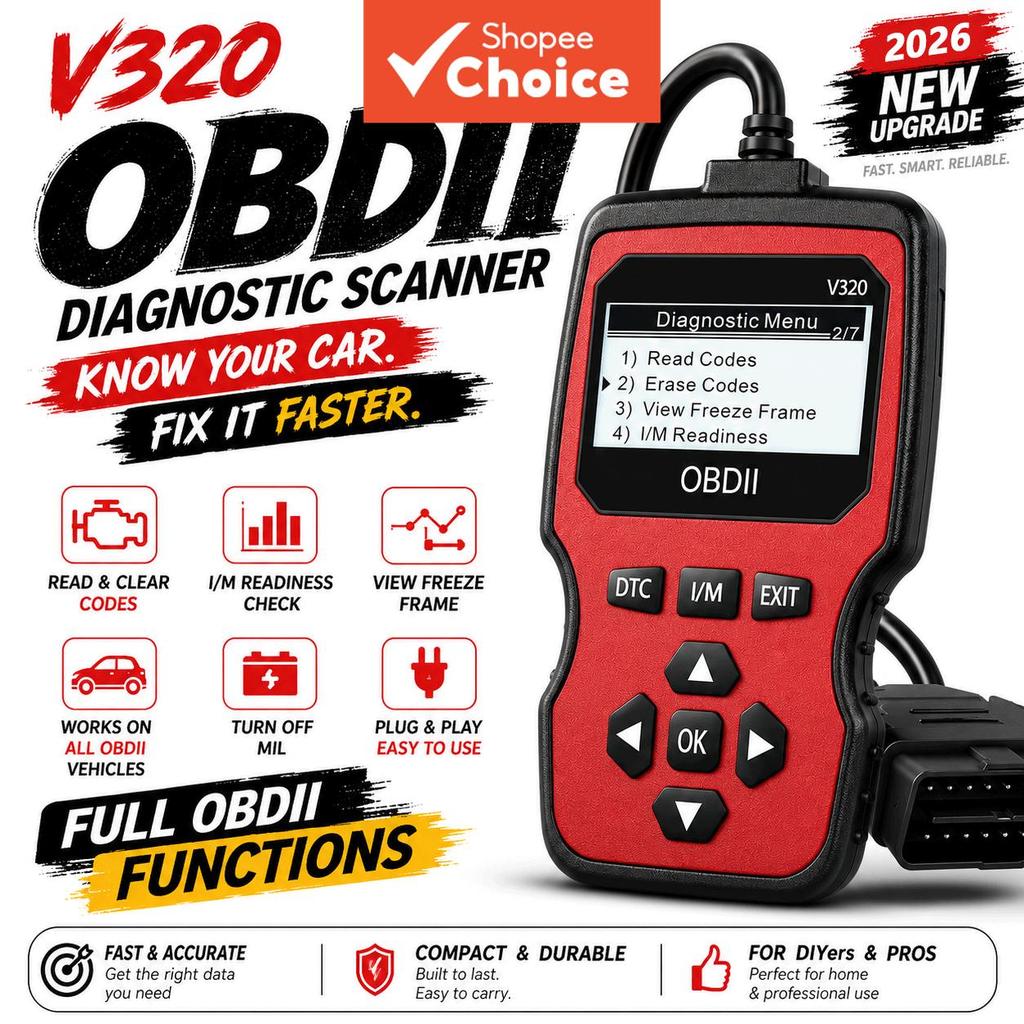 V320 Universal OBD2 Scanner Leitor De Código De Falha Do Motor Pode Acessório De Reparo De Diagnóstico