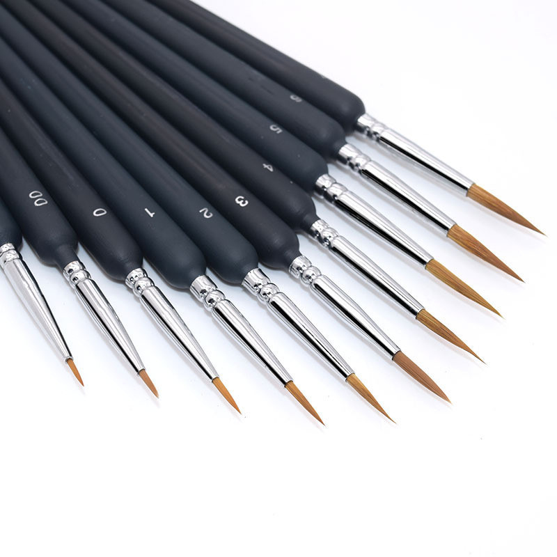 11 Pçs Mini Gancho Linha Pincéis Aquarela Óleo Guache Arte Pintura Pintados À Mão Artistas Escova Conjunto