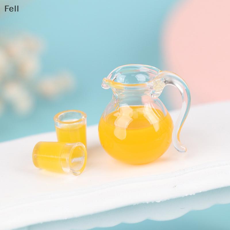 [Fel] 3 Pçs/set 1 : 12 Casa De Bonecas Em Miniatura Copo De Bebida Jarro De Suco De Laranja Modelo Decoração De Cozinha