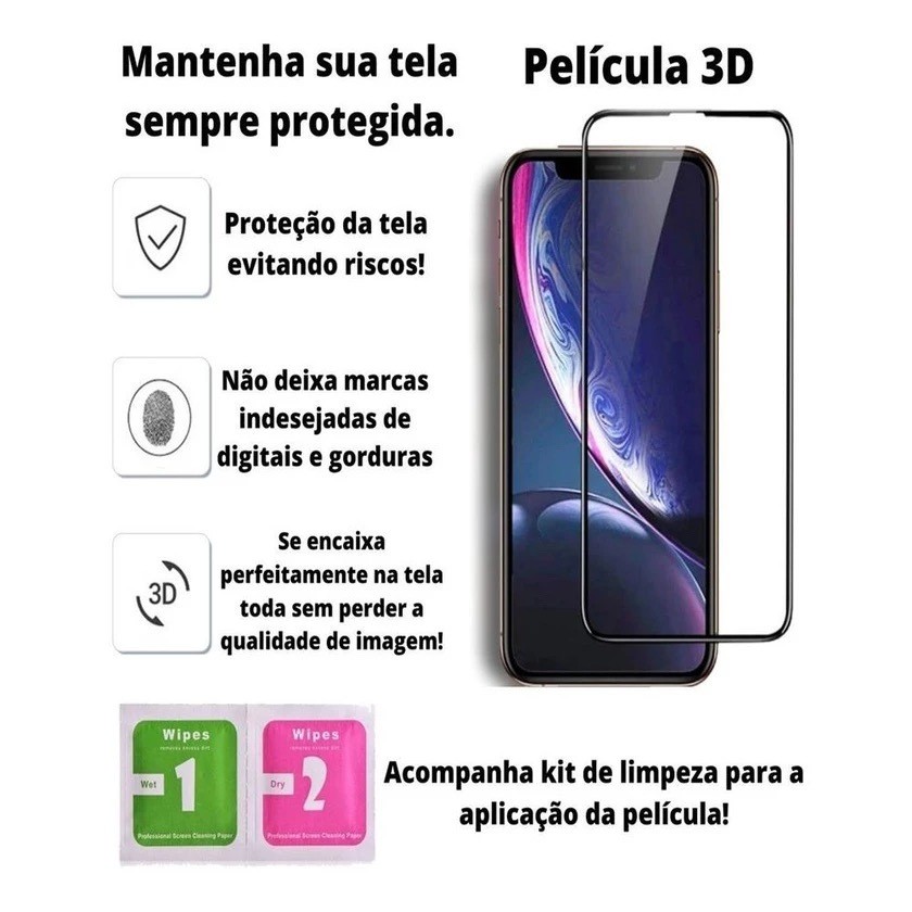 Película Vidro Temperado Grosso 3D 9H Samsung A04 A05 A06 A07 A14 A15 A16 A17 A24 A25 A26