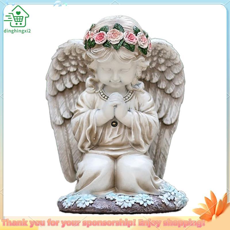 Estátua De Anjo Solar Luz Anjos Solares Para Jardim Externo Estatueta De Resina Exterior