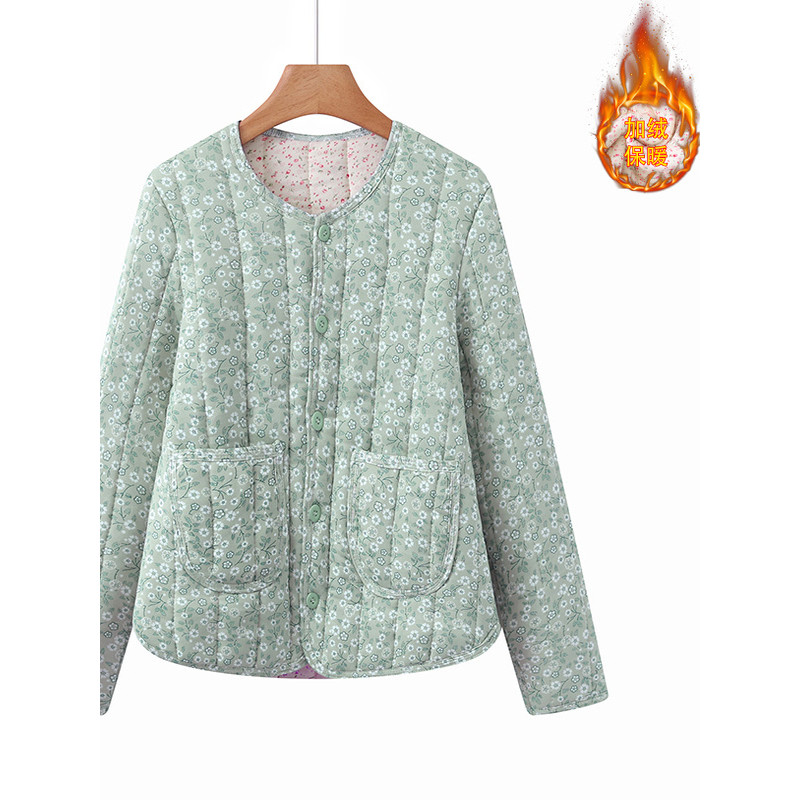 Roupas femininas idosas de meia-idade roupas da mãe Floral acolchoado jaqueta quente engrossado outono inverno roupas lu