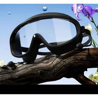 Óculos de Mergulho Anti-Embaçante com Tampões Auriculares Integrados, Óculos de Natação Grande Moldura à Prova D'água 
