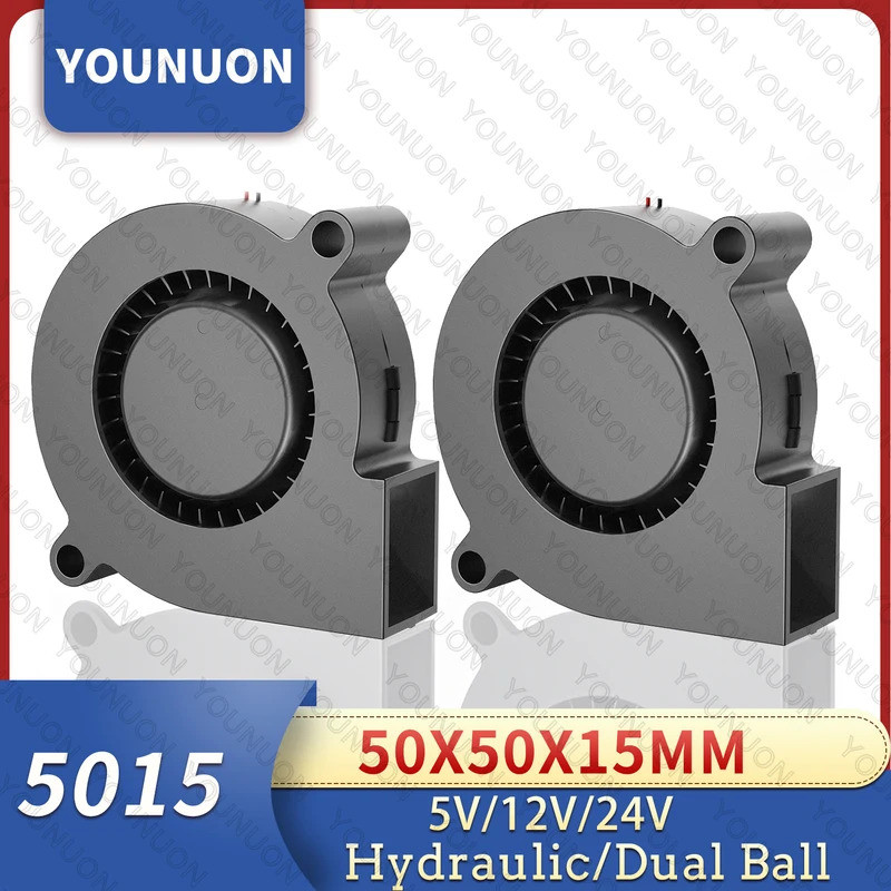 Ventilador Soprador de Ar Sem Escovas 5015 5cm DC 5V 12V 24V 2 Pinos com Rolamento Duplo de Esferas/Hidráulico 50mm x 15