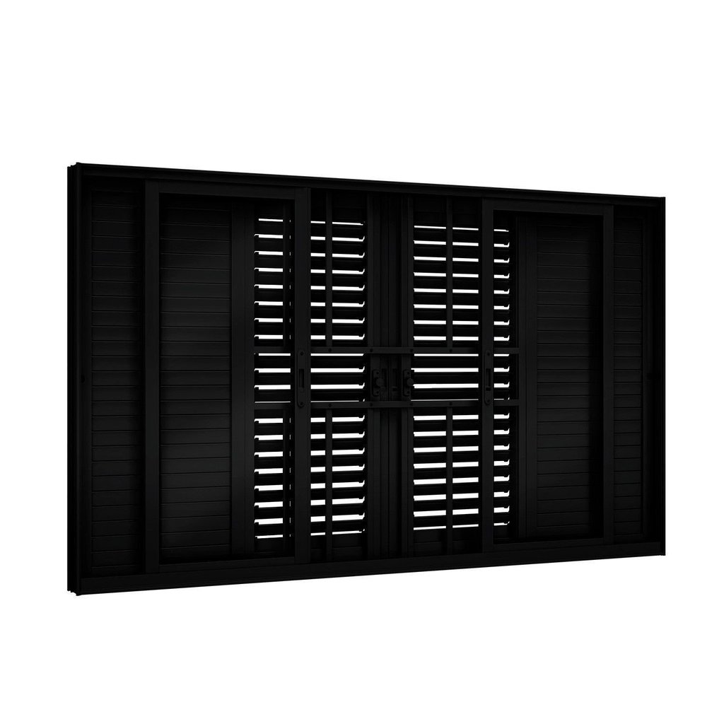 Janela de Alumínio Veneziana Flex com Grade 4 Folhas Móveis e 2 Fixas 120x200cm Lucasa Eccellente