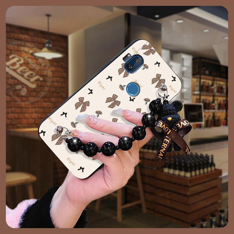 Capa De Telefone Com Pingente De Pérola Preta De Desenho Animado Para MOTO ONE Hyper Macia Anti-Queda De silicone Fofo À