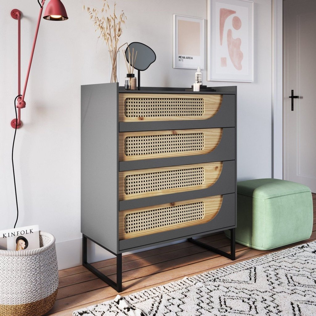 Cômoda 4 Gavetas MDF/MDP 85 cm Apolo Grafite