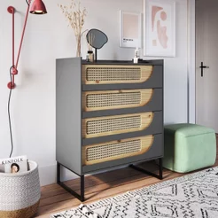 Cômoda 4 Gavetas MDF/MDP 85 cm Apolo Grafite