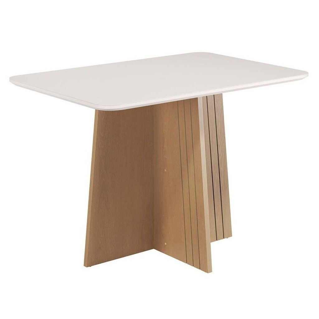 Mesa para Sala de Jantar 120cm x 90cm Isa Amarelo/Mel/Off White