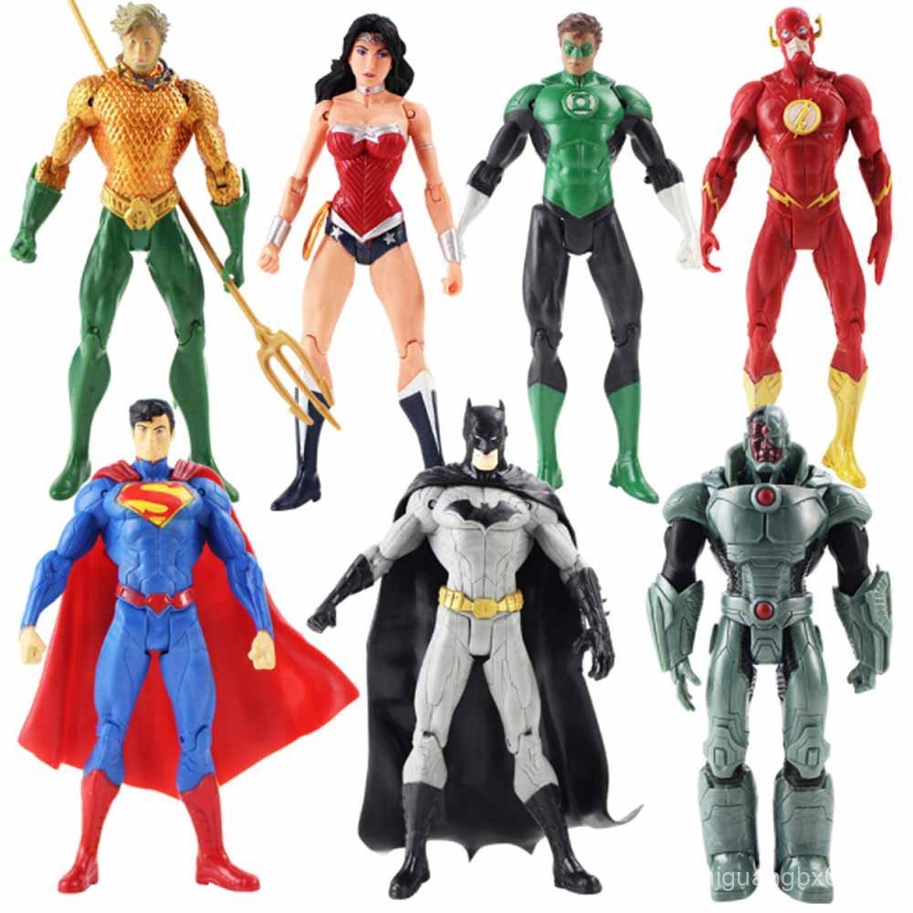 7 Peças / Conjunto de Figuras de Ação da Liga da Justiça: Superman, Batman, Flash, Aquaman, Mulher Maravilha, Cyborg, La