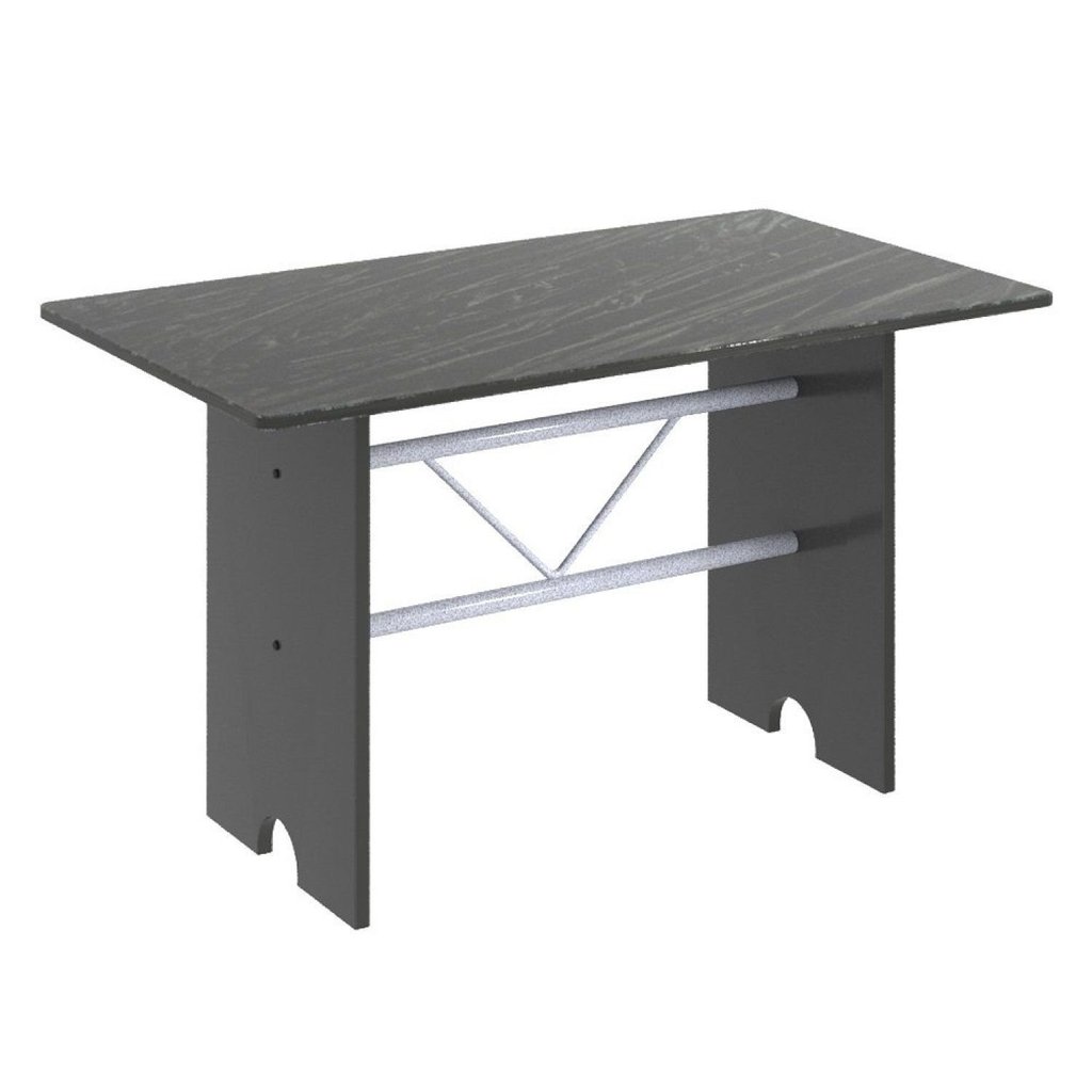Mesa para Cozinha 120x75cm Tampo Ardósia Cinza/Martelado Pérola/Indiano Martelado Pérola/Indiano