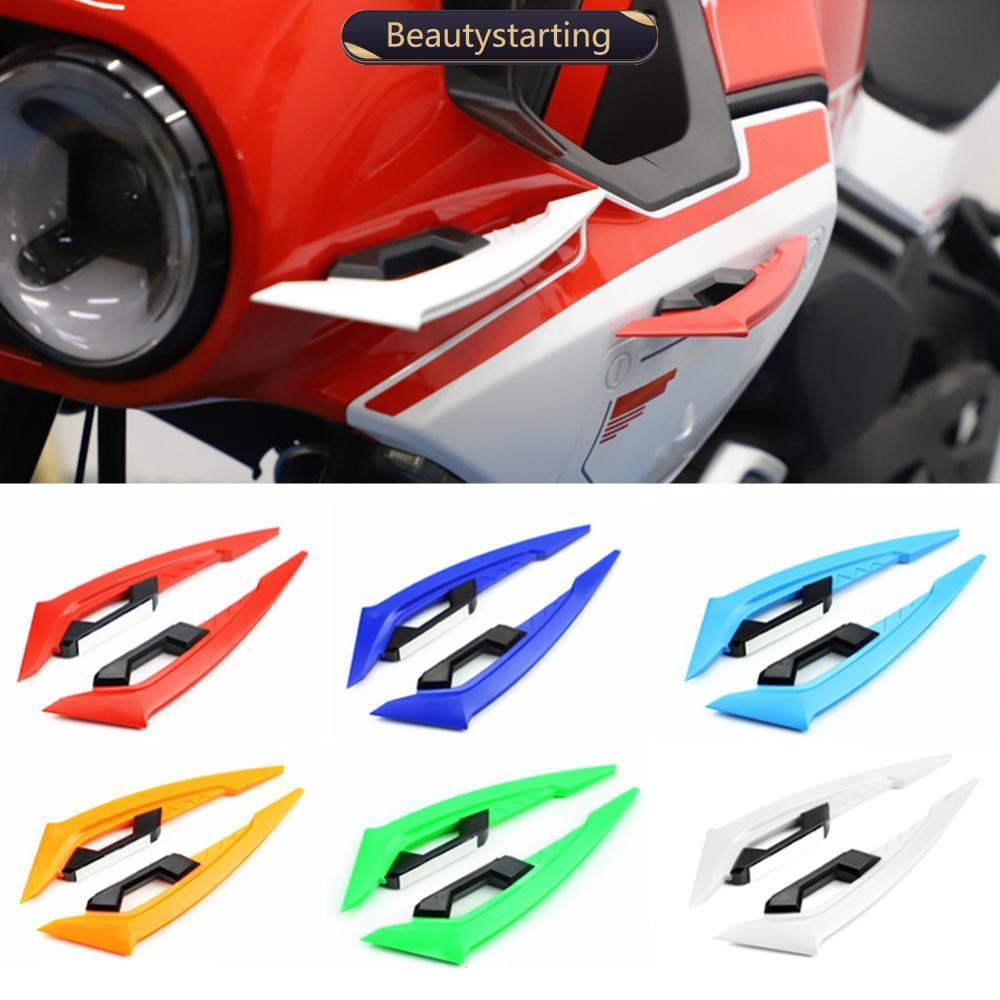 BEAUTYSTARTING 2 Peças Winglets De Motocicleta Spoiler Lateral Dianteiro Conjunto De Asa Aerodinâmica De Vento Fixa Com